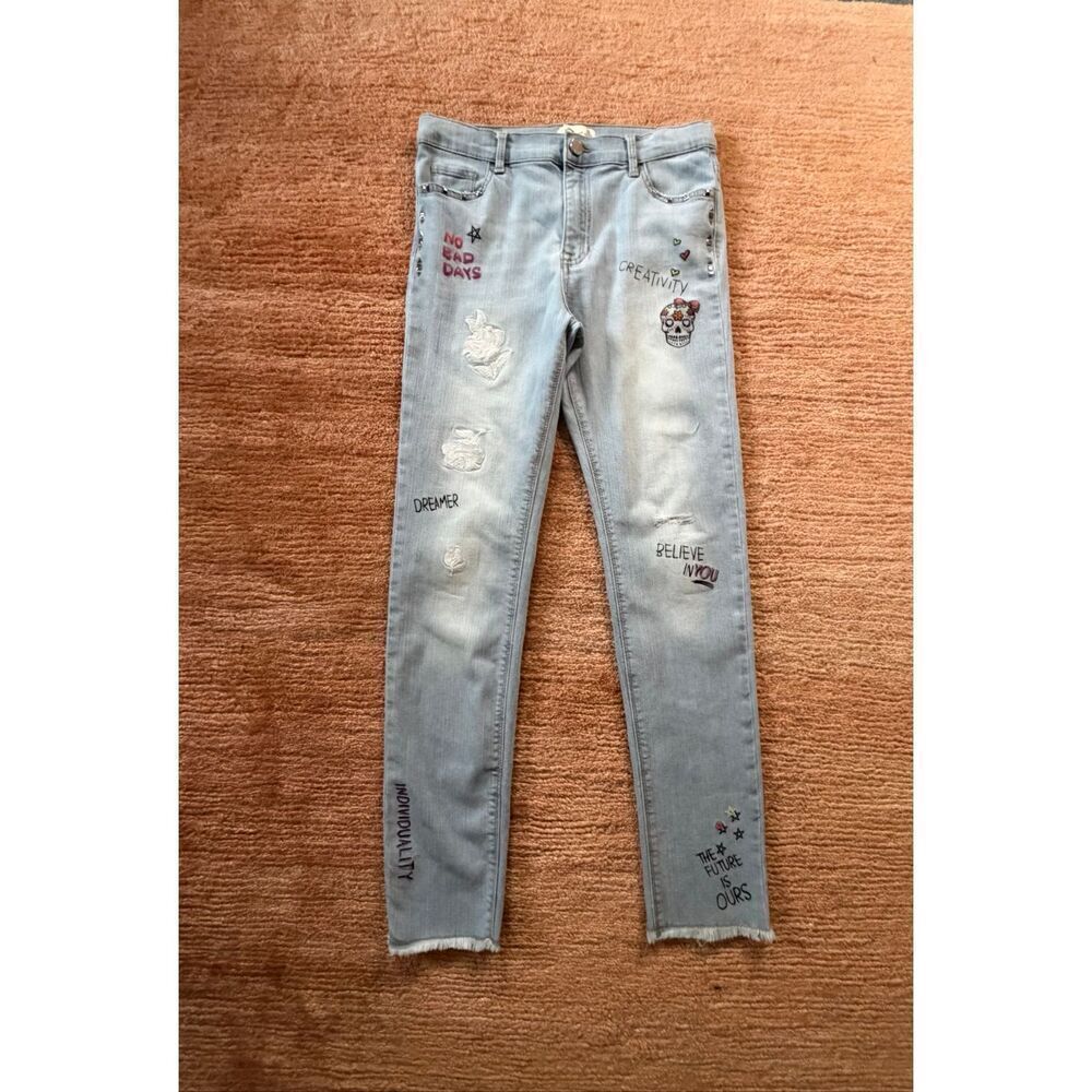 Ordache Embroidered Skinny Jeans Size 16 Fits S High Rise Stretch